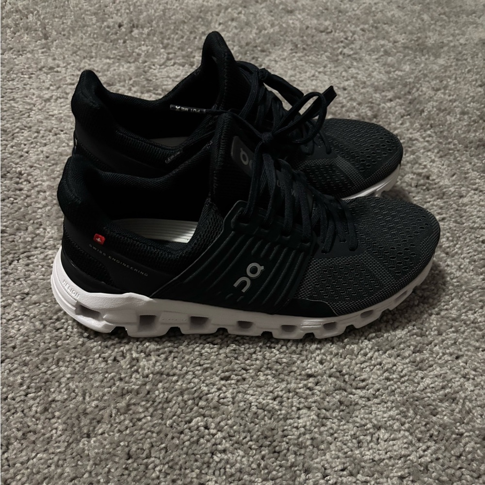 On Running Black and White Athletic Shoes